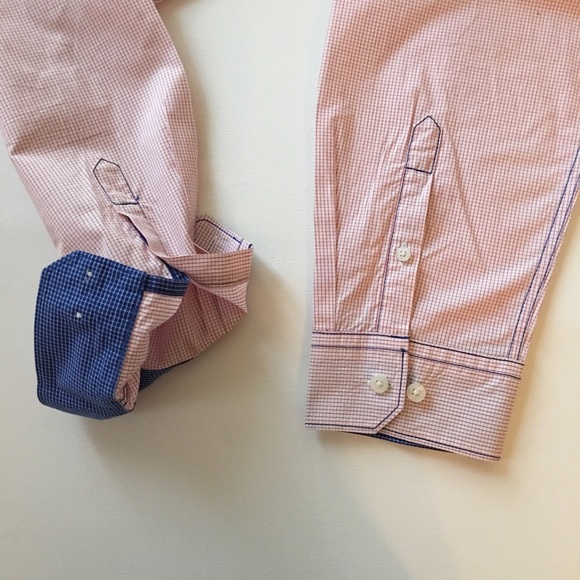 Joseph Abboud Shirt LS Red White Checks Sz XL - Picture 5 of 7